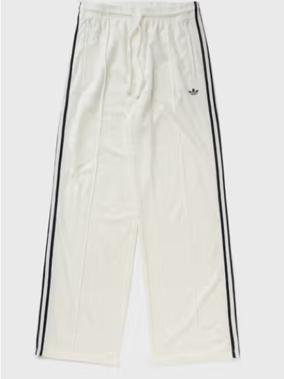adidas Terry Material Off-White Track Pants with Black Three-Stripes